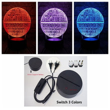 Load image into Gallery viewer, Hot Sale Movie Star Wars 3D USB LED Lamp Astro Cartoon Death Star Colorful Ball Bulb
